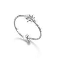 Titanium Steel Cuff Finger Ring Eight Point Star plated adjustable & for woman & with rhinestone US Ring Sold By PC