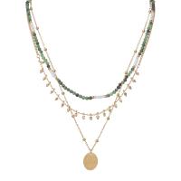 304 Stainless Steel Necklace with Glass Beads & Plastic Pearl 14K gold plated fashion jewelry & for woman Sold By PC