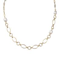 304 Stainless Steel Necklace, with Plastic Pearl, with 2inch extender chain, 14K gold plated, fashion jewelry & for woman, Length:Approx 16.1 Inch, Sold By PC