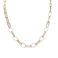 304 Stainless Steel Necklace, with Glass Beads, with 2inch extender chain, 14K gold plated, fashion jewelry & for woman, Length:Approx 17.3 Inch, Sold By PC