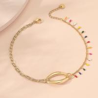 304 Stainless Steel Anklet, with 1.8inch extender chain, gold color plated, Double Layer & different styles for choice & for woman & enamel, Length:Approx 8.5 Inch, Sold By PC
