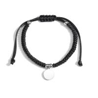 титан браслет, с Восковой шнур, Плоская круглая форма, ювелирные изделия моды & Мужская, длина:Приблизительно 5.9-12.2 дюймовый, продается PC