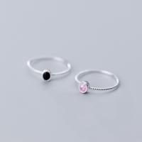 925 Sterling Silver Finger Ring, Oval, Korejski stil & različite veličine za izbor & za žene & s Rhinestone, više boja za izbor, Veličina:5-8, Prodano By PC