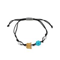 Zinc Alloy Bracelet with Wax Cord Adjustable & for woman black nickel lead & cadmium free Length Approx 28 cm Sold By PC