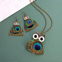 Zinc Alloy Jewelry Sets with Feather fashion jewelry & for woman nickel lead & cadmium free  Length Approx 72 cm Sold By PC