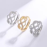 Cubic Zirconia Micro Pave Brass Ring plated fashion jewelry & for woman & with rhinestone & hollow nickel lead & cadmium free Sold By PC