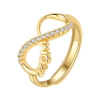 Kubisk Circonia Micro bane messing Ring, forgyldt, mode smykker & Micro Pave cubic zirconia & for kvinde, flere farver til valg, nikkel, bly & cadmium fri, 22.76x9.82mm, Solgt af PC
