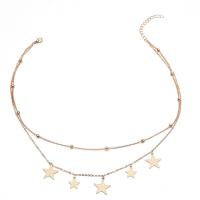 Zinc Alloy Necklace gold color plated Double Layer & fashion jewelry & for woman golden Length Approx 21-50 cm Sold By PC