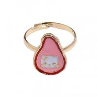 Cink Alloy Finger Ring, zlatna boja pozlaćen, modni nakit & za žene & emajl, roze, 18mm, Prodano By PC