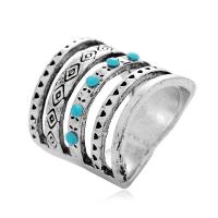 Zinc Alloy Finger Ring with turquoise silver color plated fashion jewelry & for woman two different colored 18*22mm Sold By PC