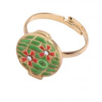 Cink Alloy Finger Ring, zlatna boja pozlaćen, modni nakit & za žene & emajl & s Rhinestone, zelen, 18mm, Prodano By PC
