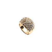 Cink Alloy Finger Ring, zlatna boja pozlaćen, modni nakit & za žene & s Rhinestone, zlatan, 18mm, Prodano By PC