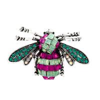 Tibetan Style Brooches, Bee, silver color plated, fashion jewelry & Unisex & can be used as brooch or pendant & with rhinestone, mixed colors, nickel, lead & cadmium free, 45x30mm, Sold By PC