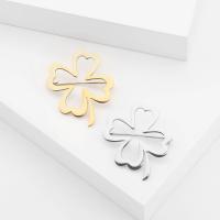 Fashion Brooch Jewelry, 304 Stainless Steel, Four Leaf Clover, Vacuum Ion Plating, fashion jewelry & for woman & hollow, more colors for choice, 34x41mm, Sold By PC