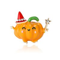 Zinc Alloy Brooches Pumpkin gold color plated fashion jewelry & for woman & enamel & with rhinestone orange nickel lead & cadmium free Sold By PC