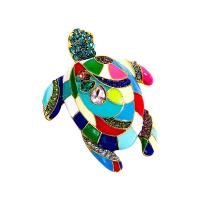 Zinc Alloy Brooches Turtle gold color plated fashion jewelry & Unisex & enamel & with rhinestone mixed colors nickel lead & cadmium free Sold By PC
