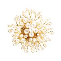 Zinc Alloy Brooches with Plastic Pearl plated fashion jewelry & Unisex white nickel lead & cadmium free Sold By PC