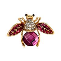 Zinc Alloy Brooches with Resin Bee gold color plated fashion jewelry & for woman & enamel & with rhinestone purple nickel lead & cadmium free Sold By PC
