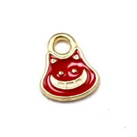 Tibetan Style Enamel Pendants, gold color plated, DIY, red, nickel, lead & cadmium free, 10x8mm, Approx 100PCs/Bag, Sold By Bag