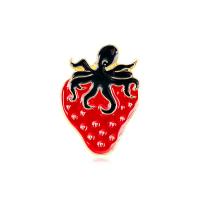 Zinc Alloy Brooches Strawberry gold color plated fashion jewelry & Unisex & enamel nickel lead & cadmium free Sold By PC