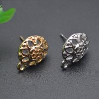 Brass Earring Stud Component Round plated DIY & hollow nickel lead & cadmium free Sold By PC
