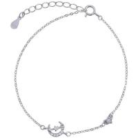 925 Sterling Silver Bangle Bracelet, with 1.18inch extender chain, Moon and Star, fashion jewelry & micro pave cubic zirconia & for woman, nickel, lead & cadmium free, Length:Approx 6.3 Inch, Sold By PC
