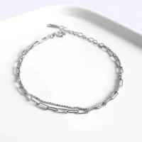 925 Sterling Silver Bangle Bracelet with 1.18inch extender chain Double Layer & fashion jewelry & for woman nickel lead & cadmium free Length Approx 6.1 Inch Sold By PC