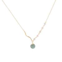 925 Sterling Silver Necklaces, with Shell Pearl & Hetian Jade, with 1.97inch extender chain, gold color plated, fashion jewelry & for woman, nickel, lead & cadmium free, Length:Approx 15.74 Inch, Sold By PC