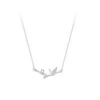 Cubic Zircon Micro Pave 925 Sterling Silver Necklace Bamboo fashion jewelry & micro pave cubic zirconia & for woman nickel lead & cadmium free Length Approx 17.32 Inch Sold By PC