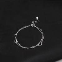 925 Sterling Silver Bangle Bracelet with 1.18inch extender chain Double Layer & fashion jewelry & for woman nickel lead & cadmium free Length Approx 6.3 Inch Sold By PC