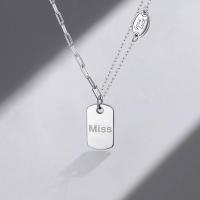 925 Sterling Silver Necklaces Double Layer & fashion jewelry & Unisex nickel lead & cadmium free Length Approx 18.7 Inch Sold By PC