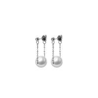 925 Sterling Silver Stud Earrings, with Shell Pearl, plated, fashion jewelry & for woman, more colors for choice, nickel, lead & cadmium free, 12x35mm, Sold By Pair