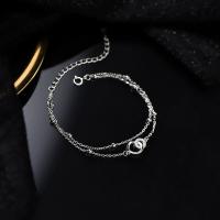 925 Sterling Silver Bangle Bracelet with 1.97inch extender chain Double Layer & fashion jewelry & micro pave cubic zirconia & for woman nickel lead & cadmium free Length Approx 5.9 Inch Sold By PC