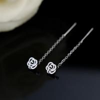 925 Sterling Silver Thread Through Earrings Rose plated fashion jewelry & for woman nickel lead & cadmium free Sold By Pair