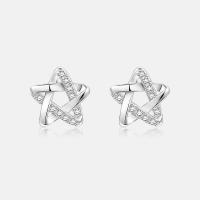 Cubic Zirconia Micro Pave Sterling Silver Earring 925 Sterling Silver Star fashion jewelry & micro pave cubic zirconia & for woman nickel lead & cadmium free 9mm Sold By Pair