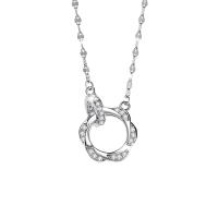 Cubic Zircon Micro Pave 925 Sterling Silver Necklace with 1.97inch extender chain fashion jewelry & micro pave cubic zirconia & for woman nickel lead & cadmium free Length Approx 15.74 Inch Sold By PC
