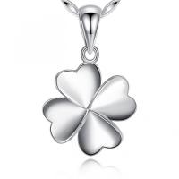925 Sterling Silver Pendant, Four Leaf Clover, DIY, nickel, lead & cadmium free, 12x18mm, Sold By PC