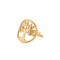 Rhinestone-Edelstahl -Finger-Ring, 304 Edelstahl, plattiert, Modeschmuck & für Frau & mit Strass, goldfarben, verkauft von PC