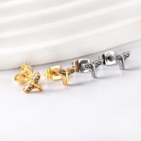 Stainless Steel Stud Earrings 304 Stainless Steel Vacuum Ion Plating & for woman & with rhinestone Sold By Pair