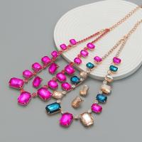 Zinc Alloy Jewelry Sets Stud Earring & necklace with Glass Rhinestone with 6.1inch extender chain 2 pieces & fashion jewelry & for woman nickel lead & cadmium free Length Approx 17.12 Inch Sold By Set