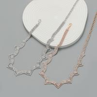 Cink Alloy nakit ogrlice, s 5.5inch Produžetak lanac, modni nakit & za žene & s Rhinestone, više boja za izbor, nikal, olovo i kadmij besplatno, Dužina Približno 15.7 inčni, Prodano By PC