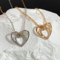 Zinc Alloy Jewelry Necklace with 1.96inch extender chain Heart fashion jewelry & for woman & with rhinestone nickel lead & cadmium free Length Approx 17.71 Inch Sold By PC