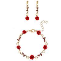 Tibetan Style Jewelry Sets, with 1.96inch extender chain, Rose, different styles for choice & for woman & with rhinestone, nickel, lead & cadmium free, Length:Approx 5.9 Inch, Sold By PC
