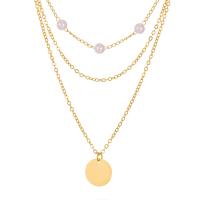 Multi Layer Necklace Zinc Alloy with Plastic Pearl with 1.96inch extender chain multilayer & for woman nickel lead & cadmium free Length Approx 13.77 Inch Sold By PC
