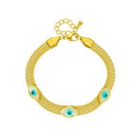 Bracelet Evil Eye bijoux, Acier titane, avec coquille, avec 1.97inch chaînes de rallonge, Placage, bijoux de mode & pour femme, doré, 10x7mm, Vendu par Environ 6.3 pouce brin