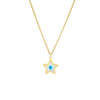 Titanium Steel Necklace with Shell with 1.97inch extender chain Star plated fashion jewelry & for woman golden 15mm Sold Per Approx 16.14 Inch Strand