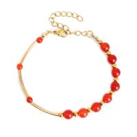 Gemstone Bracelets, with 304 Stainless Steel, with 1.97inch extender chain, handmade, fashion jewelry & different materials for choice & for woman, more colors for choice, Length:Approx 6.69 Inch, Sold By PC