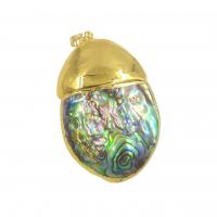 Bijoux pendentifs en laiton, coquille d'ormeau, avec laiton, ovale, Placage de couleur d'or, DIY, 35-39x55-60mm, Vendu par PC