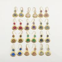 Brass Drop Earring, with Natural Stone, gold color plated, fashion jewelry & for woman, more colors for choice, nickel, lead & cadmium free, 22.15x47.32mm, Sold By Pair