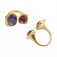Ring Finger mosiądz, ze Sześcienna cyrkonia, Platerowane w kolorze złota, Regulowane & biżuteria moda & dla kobiety, bez zawartości niklu, ołowiu i kadmu, 17.40mm, średnica wewnętrzna:około 18mm, sprzedane przez PC